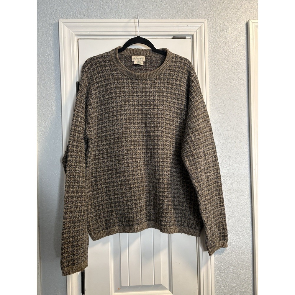 St. John's Bay Sweater Mens Medium Brown Textured Knit Cotton Blend Made in USA